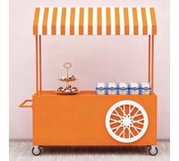 Chariot de Vente Ambulante avec Auvent et Roues, Présentoir Portable pour Vente de Bonbons, pour Marchés, Foires de Rue, Festivals et Événements(Orange,120cm/47.2in)