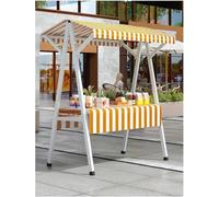 Chariot de Vente, Chariot de Restauration de Rue Jaune à roulettes - Présentoir de marché extérieur avec étagères modulaires, idéal pour Les Food Trucks et Les Festivals (110 x 60 x 200 cm)