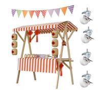 Chariot de Vente de Rue Pliable en Bois avec auvent et Drapeau de 3 m - Stand de marché Mobile pour événements et Festivals, Stand de Fleurs Portable (Orange, 120 x 60 x 200 cm)