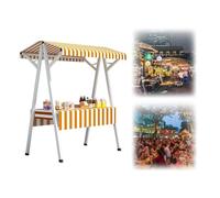 Chariot de Vente en métal avec auvent, présentoir de marché pour événements de Rue et Salons Professionnels, Station de Vente Portable (109 x 61 x 200 cm).