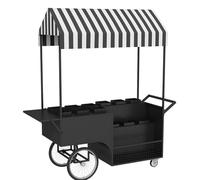 Chariot de Vente en Plein Air À Vendre, Présentoir À Fleurs, Chariot Portable avec 12 Pots de Fleurs, Modèle avec Auvent, pour Événements Professionnels et Marchés de Rue(Black)