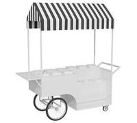Chariot de Vente en Plein Air À Vendre, Présentoir À Fleurs, Chariot Portable avec 12 Pots de Fleurs, Modèle avec Auvent, pour Événements Professionnels et Marchés de Rue(White)
