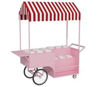 Chariot de Vente en Plein Air À Vendre, Présentoir À Fleurs, Chariot Portable avec 12 Pots de Fleurs, Modèle avec Auvent, pour Événements Professionnels et Marchés de Rue(Pink)