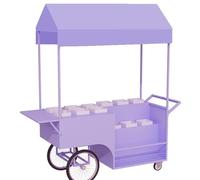 Chariot de Vente en Plein Air À Vendre, Présentoir À Fleurs, Chariot Portable avec 12 Pots de Fleurs, Modèle avec Auvent, pour Événements Professionnels et Marchés de Rue(Purple)