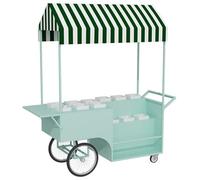 Chariot de Vente en Plein Air À Vendre, Présentoir À Fleurs, Chariot Portable avec 12 Pots de Fleurs, Modèle avec Auvent, pour Événements Professionnels et Marchés de Rue(Green)