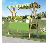 Chariot de vente extérieur avec auvent et roues, stand de marché pliable en bois, présentoir mobile pour street food, marchés, festivals et événements extérieurs Light Green 150cm/59.0in