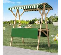 Chariot de vente extérieur avec auvent et roues, stand de marché pliable en bois, présentoir mobile pour street food, marchés, festivals et événements extérieurs Green 120cm/47.2in