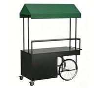 Chariot de vente extérieur portable avec roues et auvent, stand de nourriture mobile pour festivals, événements de rue, présentoir de marché commercial