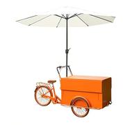 Chariot De Vente Mobile,Grand Chariot À Vélo Avec Parapluie,Vitrine À Crème Glacée Et Boissons,Pour Snacks,Boissons Et Événements Outdoors(Orange)