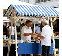 Chariot De Vente Mobile Pliable Stand De Marché en Bois avec Auvent pour Les Entreprises commerciales et Les Ventes Vente De Rue Magasins Éphémères,06,59in/150cm