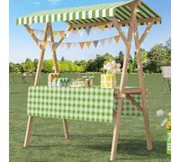 Chariot De Vente Mobile Pliable Stand De Marché en Bois avec Auvent pour Marchés De Producteurs Les Ventes de Rue et Les événements de marché,08,59in/150cm