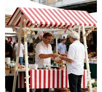 Chariot De Vente Mobile Pliable Stand De Marché en Bois avec Auvent pour Marchés De Producteurs Vente De Rue,04,59in/150cm