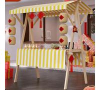 Chariot De Vente Mobile Pliable Stand de marché Portable en Bois avec auvent présentoirs Alimentaires Pliables d'extérieur for Restauration de Rue,02,59in/150cm