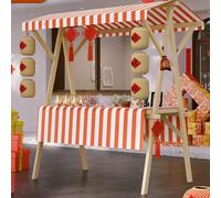 Chariot De Vente Mobile Pliable Stand de marché Portable en Bois avec auvent présentoirs Alimentaires Pliables d'extérieur for Restauration de Rue,05,59in/150cm