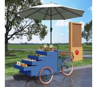 Chariot de vente multifonctionnel pour vélo, chariot de vendeur portable avec grand pare-soleil pour stand de marché et vente de fleurs, mobilité facile