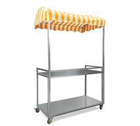 Chariot De Vente Nourriture Mobile En Acier Inoxydable, Chariot De Service Utilitaire Avec Auvent, Adapté À La Vente, Aux Événements Et Aux Présentoirs(Orange,100cm/39.4in)