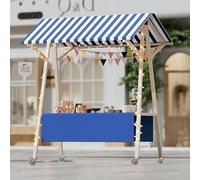 Chariot de vente pliable en bois avec roues et auvent pour vente sur le marché des agriculteurs