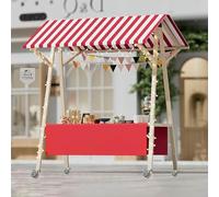 Chariot de vente pliable en bois avec roues et auvent pour vente sur le marché des agriculteurs