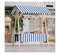 Chariot de vente pliable mobile - 1,8 m de haut avec roues pour hot dogs, crème glacée et café - Cabine de marché légère en bois bleu (L 106,7 x l 60,9 cm)