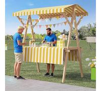 Chariot De Vente Pliable Pour Marché, Présentoir Extérieur En Bois, Stand Mobile Avec Auvent Pour Vente, Food Truck, Kiosque, Snack, Marchés, Foires, Glaces Et Artisanat Pro(Yellow,59.1in/150cm)