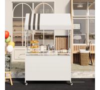 Chariot de Vente Portable avec auvent, Chariots Alimentaires Mobiles avec Roues verrouillables, présentoir de Rue Robuste de 190 cm de Haut pour événements intérieurs et extérieurs