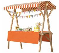 Chariot De Vente Portable Avec Auvent, Stand De Marché En Bois Et Pliable, Pour Restauration Ambulante, Kiosque Mobile, Marchés Fermiers, Foires, Snacks, Glaces, Artisanat(Orange2,59.1in/150cm)