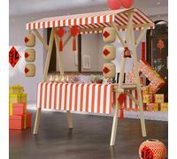 Chariot de Vente Portable avec auvent, Stand de marché Fermier en Bois sur roulettes, kiosque à Desserts Pliable pour Rue, événements, marchés fermiers et Les Salons d'artisanat(Orange,150 * 60cm)