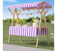 Chariot de Vente Portable avec auvent, Stand de marché Fermier en Bois sur roulettes, kiosque à Desserts Pliable pour Rue, événements, marchés fermiers et Les Salons d'artisanat(Purple,150 * 60cm)