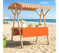 Chariot De Vente Portable Avec Poulie, Présentoir De Marché Pliable, Chariot De Restauration Pour Extérieur, Unité De Rangement Mobile(Orange,120cm/47.2in)