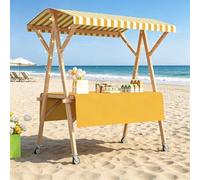 Chariot De Vente Portable Avec Poulie, Présentoir De Marché Pliable, Chariot De Restauration Pour Extérieur, Unité De Rangement Mobile(Yellow,120cm/47.2in)