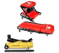 Chariot de Visite BM TOOLS Convertible Siège d'Atelier & Cric Rouleur Hydraulique Compact 2T - Transformable en Tabouret