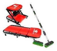 Chariot de Visite BM TOOLS Mécanicien Convertible en Siège d'Atelier - Garagiste / 2en1 - Balai brosse de nettoyage à eau