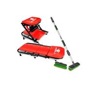 Chariot de Visite BM TOOLS Mécanicien Convertible en Siège d'Atelier - Garagiste / 2en1 - Balai brosse de nettoyage à eau