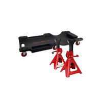 Chariot de visite Kraft Müller, Set pour Mécanicien, vidange véhicule, Paire de chandelles Widmann SJ3T à crémaillère 3 Tonnes