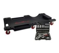 Chariot de visite Kraft Müller, vidange véhicule Set pour Mécanicien, Coffret 108 pcs Clé à Cliquet Douille Acier Vanadium