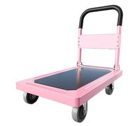 Chariot Demenagement, Chariot A Roulette, Facile À Ranger, Capacité de Charge 400 Kg, Adapté pour Entrepôt, Jardin, Épicerie, Hôpital(Pink,Medium)