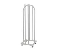 Chariot D'empilage De Cintre De Stockage À 4 Côtés, Empileur De Support De Stockage De Cintre Robuste avec roulettes Freinables, Capacité De 330 LB for Magasin De Détail(Silver,130x30x35cm)