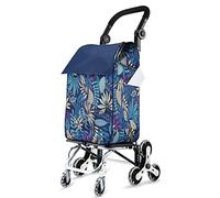 Chariot d'épicerie pliable robuste avec 8 roues en polyuréthane 40 L avec monte-escalier amovible, idéal pour le shopping, les voyages, le marché et le pique-nique, capacité de 65 kg