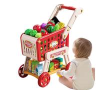 Chariot d'Épicerie pour - Panier Marchandise Jouet Accessoire Cuisine Enfant - Jouets Éducatifs avec Fruits Et Légumes pour Garçons Et Filles Jeux Interactifs Apprentissage Préscolaire