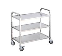 Chariot d'équipement en Acier Inoxydable, Chariot Utilitaire de Cuisine Robuste à 3 Niveaux, Chariot médical Mobile Commercial 3-Layer 75 * 40 * 82cm
