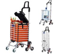Chariot d'escalier avec 8 roues et poignée rotative à 360° pliable et robuste pour entrepôt, shopping, capacité de 50,8 kg