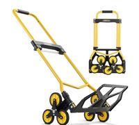 Chariot d'escalier pliable avec poignée télescopique et roues silencieuses, capacité de 158,8 kg pour déménagement et bagages