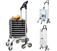 Chariot d'escalier pliable de 8 l avec poignée rotative à 360°, capacité de charge de 51 kg, chariot utilitaire polyvalent avec plaque de protection, parfait pour le shopping et le transport