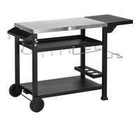 Chariot desserte barbecue plancha multi-équipement plateau acier inox Noir G