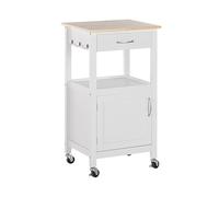 Chariot Desserte de Cuisine à Roulettes avec Armoire et 1 Tiroir MDF Blanc Siena