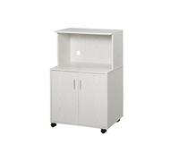 HomCom Chariot desserte micro-ondes placard 2 portes 60,4×40,3×97 cm Blanc