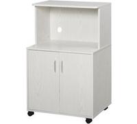 HOMCOM Meuble Cuisine Roulant Micro-Ondes Rangements Plateau Placard Blanc | Aosom France