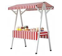 Chariot D'exposition De Stand De Marché Avec Auvent,Stand De Vente Au Détail Extérieur,Pliable,Adapté Aux Événements De Rue,Chariot D'exposition De Salons Professionnels(Red,150cm/59in)