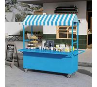 Chariot d'extérieur extensible avec roulettes, solution de rangement robuste pour marchés nocturnes et stands de nourriture, chariot portable de 160 cm avec portes, idéal pour les zones pittoresques