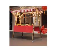 Chariot d'extérieur pliable avec auvent, présentoir alimentaire en bois robuste pour marché fermier, vente de rue, capacité de 300 kg